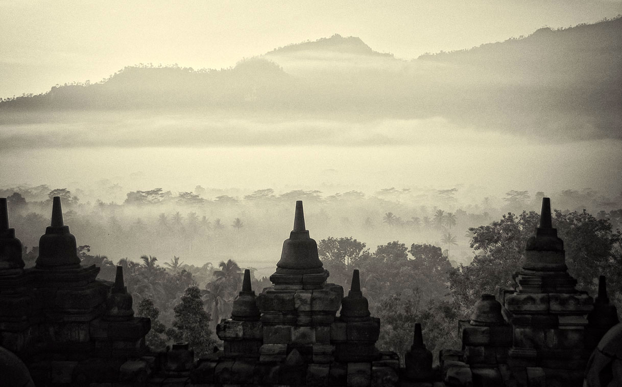 Buddhist Pagodas, Borobudur, Java